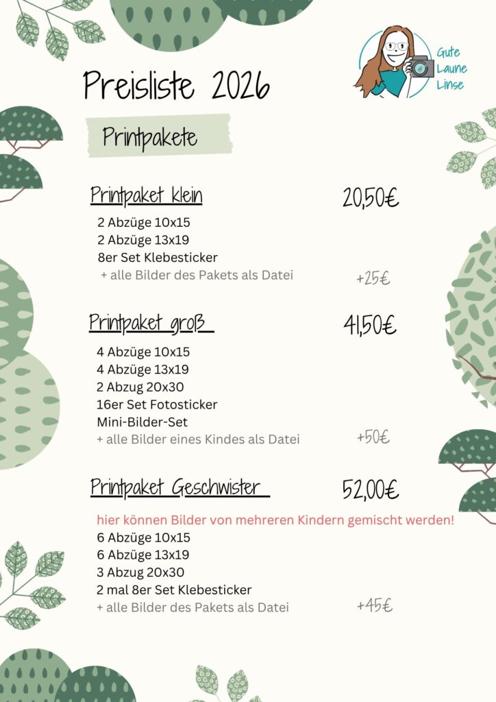 Preisliste Printpakete