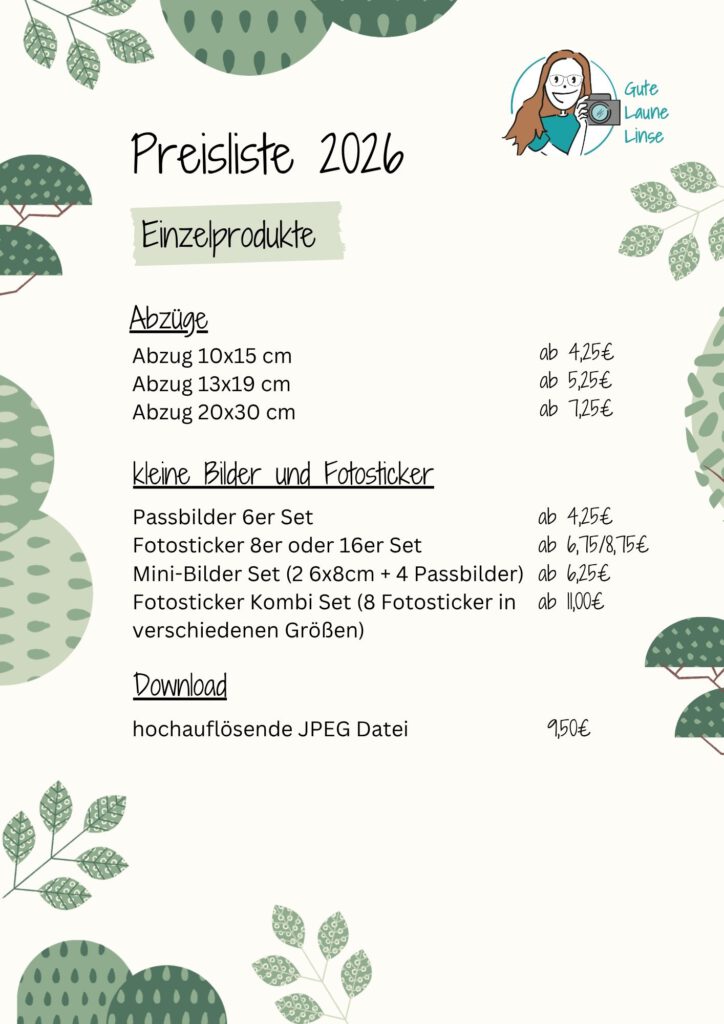 Preisliste Einzelpreise Gute Laune Linse 2026